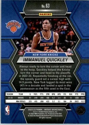 Immanuel Quickley - 2022-23 Panini Mosaic - #63 - Basketball - Basketball Card Single