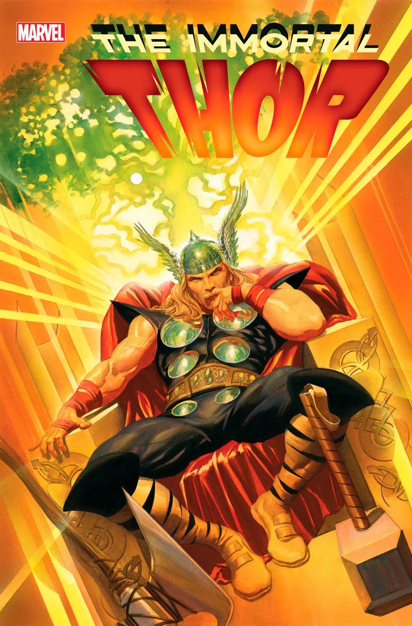 Comic book cover featuring Thor from Immortal Thor #19 by Jan Bazaldua and Dan Jurgens