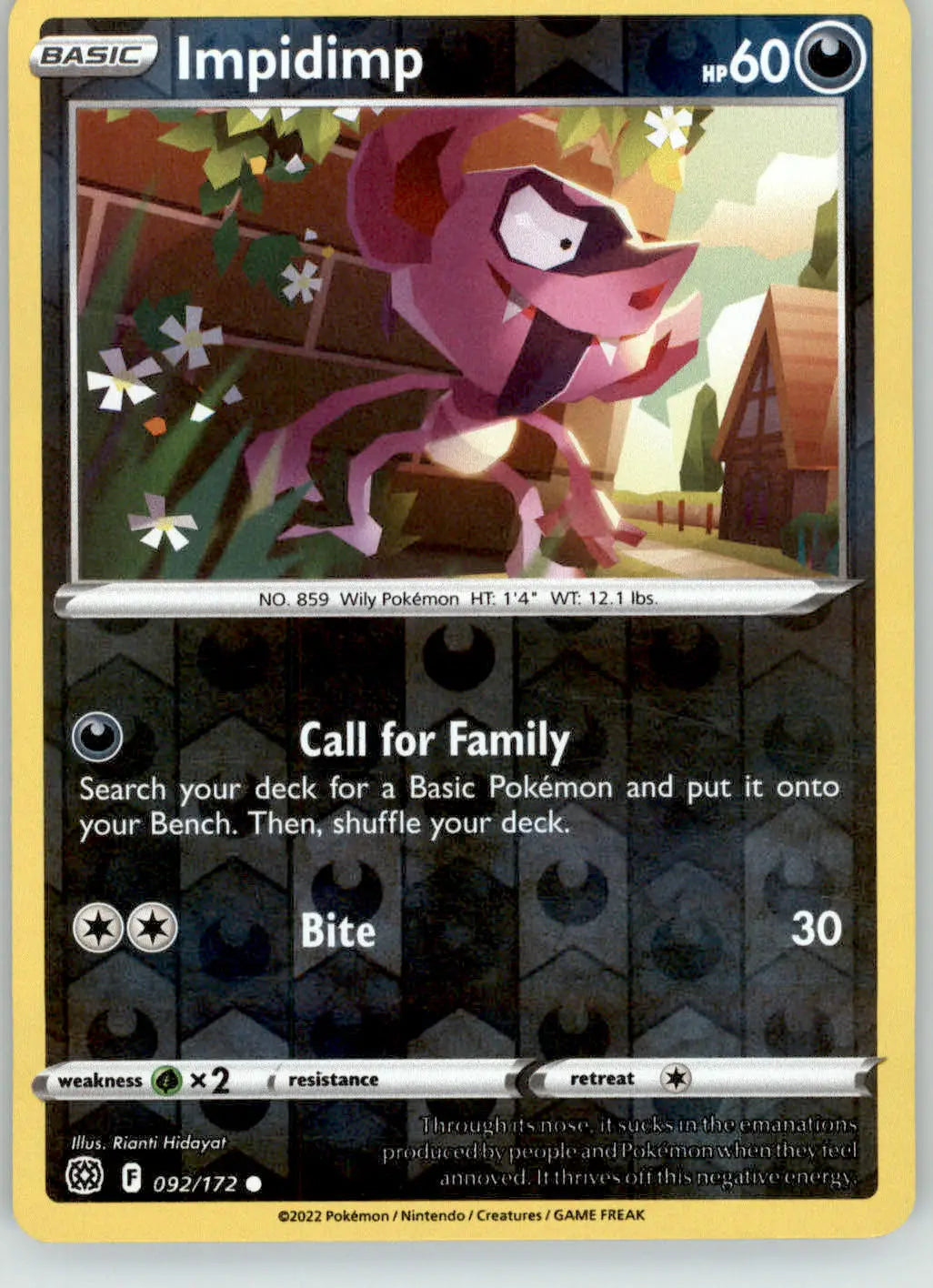 Impidimp - Brilliant Stars - 092/172 - Reverse Holo LP Pokemon - Pokémon Card Single