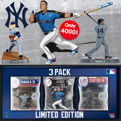 Limited edition 3-pack action figures for ultimate baseball fans featuring Yankees and Marlins
