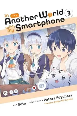 Anime book cover for In Another World With My Smartphone Graphic Novel Volume 03, smartphone graphic art
