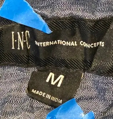 INC International Concepts Shirt Mens M Short Sleeve Chambray Button Up Blue - Other