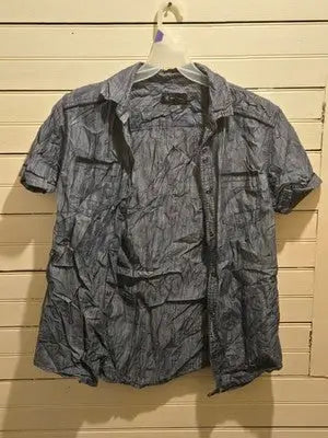 INC International Concepts Shirt Mens M Short Sleeve Chambray Button Up Blue - Other