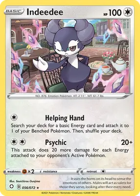 Indeedee - Shining Fates - 056/072 - Holo NM Pokemon - Pokémon Card Single