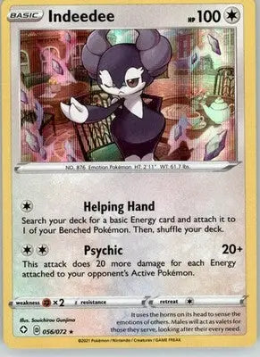Indeedee - Shining Fates - 056/072 - Holo NM Pokemon - Pokémon Card Single