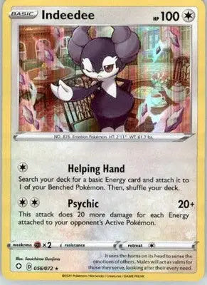 Indeedee - Shining Fates - 056/072 - Holo NM - Pokémon Card Single