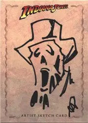 Stylized skull in fedora hat sketch card by Ryan Waterhouse featuring Melting Nazi design