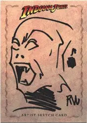 Indiana Jones waterhouse sketch card featuring a vampire headshot by Ryan Waterhouse