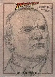 Pencil sketch portrait of a stern older man by David Rabbitte on a sketch card