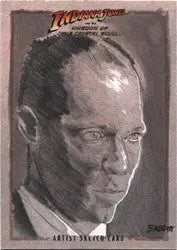 Indiana Jones Kingdom Kyle Babbitt Sketch Card featuring male portrait from Crystal Skull series
