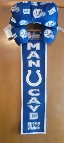 Indianapolis Colts themed neck pillow and Man Cave banner for Colts fans