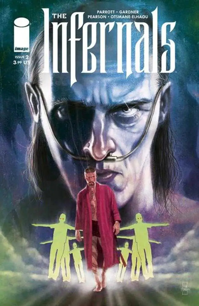 Comic book cover for Infernals #2 with supernatural horror design and ghostly figures
