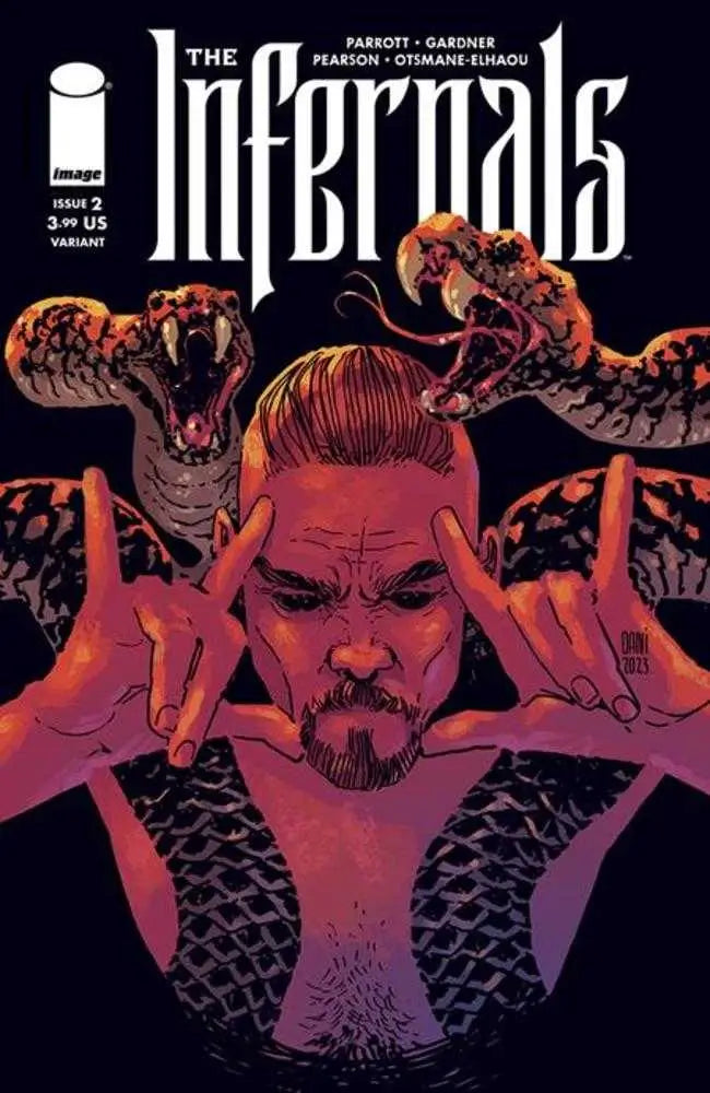Comic book cover for The Infernals with red demonic figure and tentacles, Infernals #2 D Dani Variant