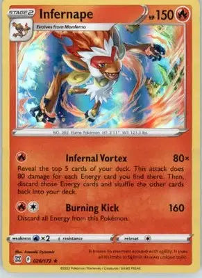 Infernape - SWSH09: Brilliant Stars - 026/172 - Holo NM - Pokémon Card Single