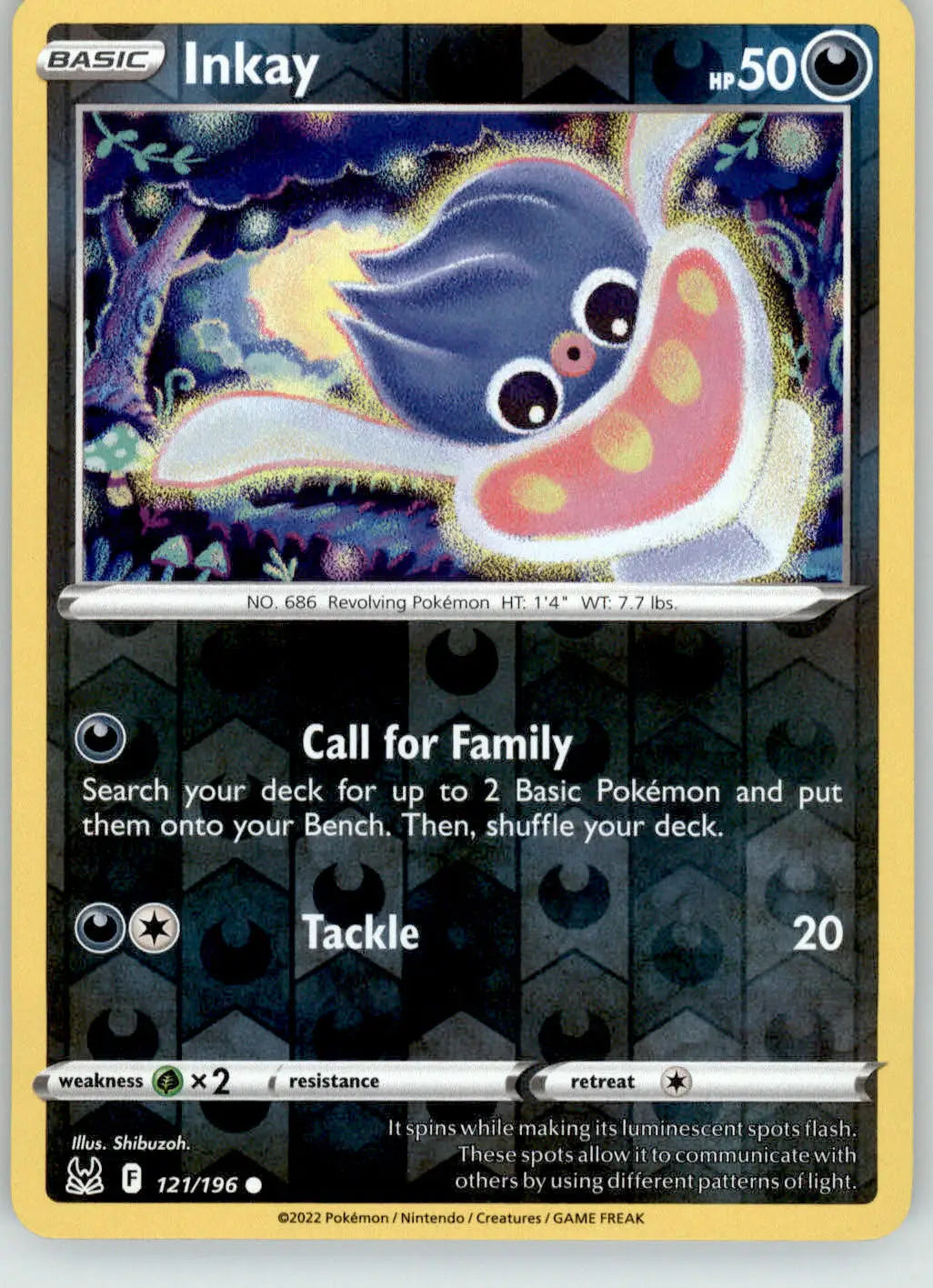 Inkay - Lost Origin - 121/196 - Reverse Holo LP Pokemon - Pokémon Card Single