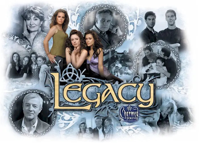 Promotional collage for Charmed Forever Legacy featuring character portraits and scenes