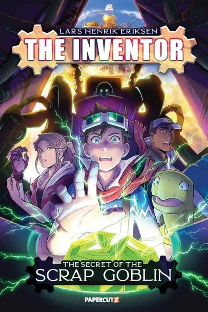 Book cover for Inventor Graphic Novel Volume 02 Secret Of Scrap Goblin with Scrap Goblin and Cobalt Cogg