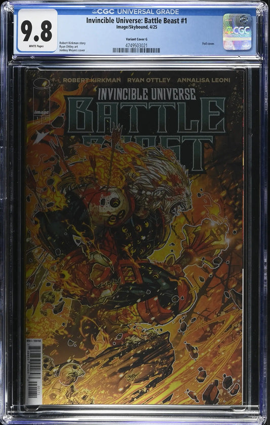 Invincible Universe Battle Beast #1 Cover G 1:100 Jonboy Meyers Foil Variant CGC 9.8 - Comic Book