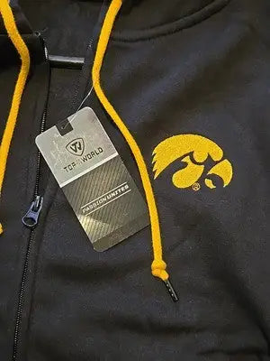Iowa Hawkeyes Black Large Top Of The World Full Zip Hoodie Sweatshirt NWT - Apparel (T-shirts hats)