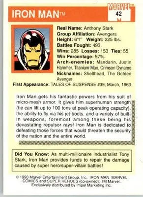 Iron Man - 1990 Impel Marvel Universe - #42 - Non_sport - Non-Sports Card Single