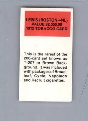 Irving Lewis - 1987 Hygrade All-Time Greats - #NNO - Famous-Reprints-T207 - Baseball Card Single