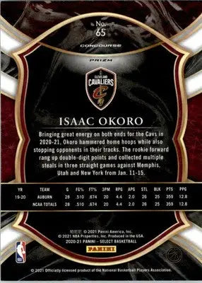 Isaac Okoro - 2020-21 Panini Select - #65 - Blue Prizms RC Basketball - Basketball Card Single