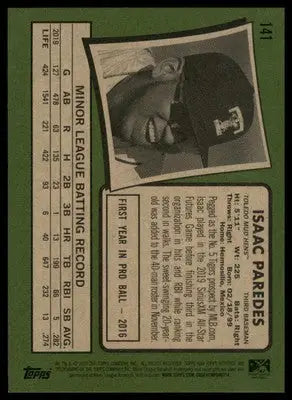 Isaac Paredes 2020 Topps Heritage Minor League #141 Toledo Mud Hens - Baseball Card Single