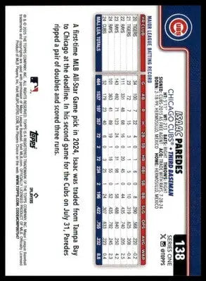 Isaac Paredes 2025 Topps #138 Chicago Cubs - Baseball Card Single