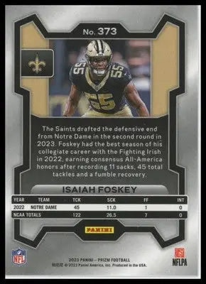 Isaiah Foskey Rookie 2023 Panini Prizm #373 New Orleans Saints