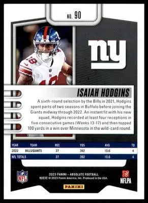 Isaiah Hodgins 2023 Panini Absolute Retail #90 New York Giants - Football Card Single