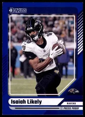 Isaiah Likely 2024 Donruss Press Proof Blue #270 Baltimore Ravens