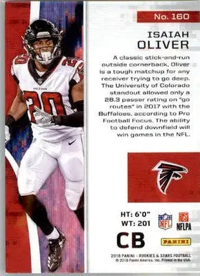 Isaiah Oliver - 2018 Panini Rookies & Stars - #160 - RC Football - Football Card Single