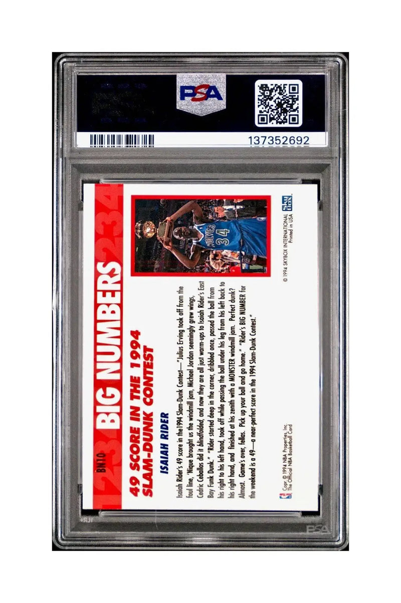Isaiah Rider 1994 NBA Hoops Big Numbers #BN10 Rainbow PSA 8 NM-MT