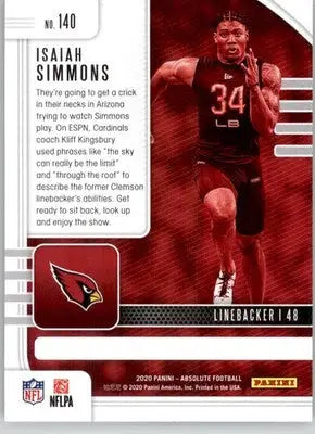 Isaiah Simmons - 2020 Panini Absolute - #140 - Retail RC Football - Football Card Single