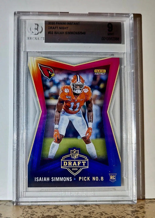 Isaiah Simmons 2020 Panini NFL #32 Draft Rookie 1 of 549 BGS 9 Mint Cardinals - Football Card Single