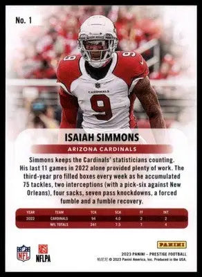 Isaiah Simmons 2023 Panini Prestige #1 Arizona Cardinals