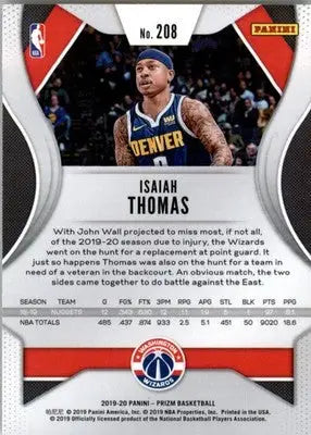 Isaiah Thomas - 2019-20 Panini Prizm - #208 - Basketball - Basketball Card Single