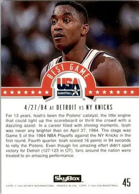 Isiah Thomas - 1994 SkyBox USA - #45 - Basketball - Basketball Card Single