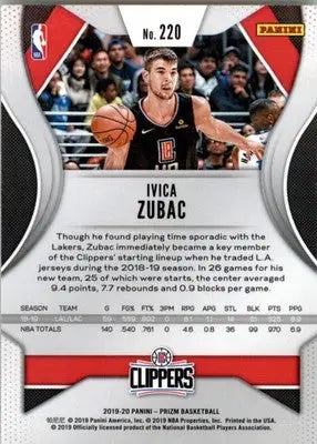 Ivica Zubac - 2019-20 Panini Prizm - #220 - Basketball - Basketball Card Single