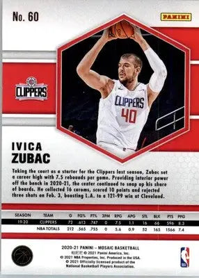 Ivica Zubac - 2020-21 Panini Mosaic - #60 - Basketball - Basketball Card Single