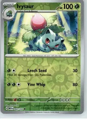 Ivysaur - SV: Scarlet & Violet 151 - Reverse Holo NM - #002/165 - Pokémon Card Single