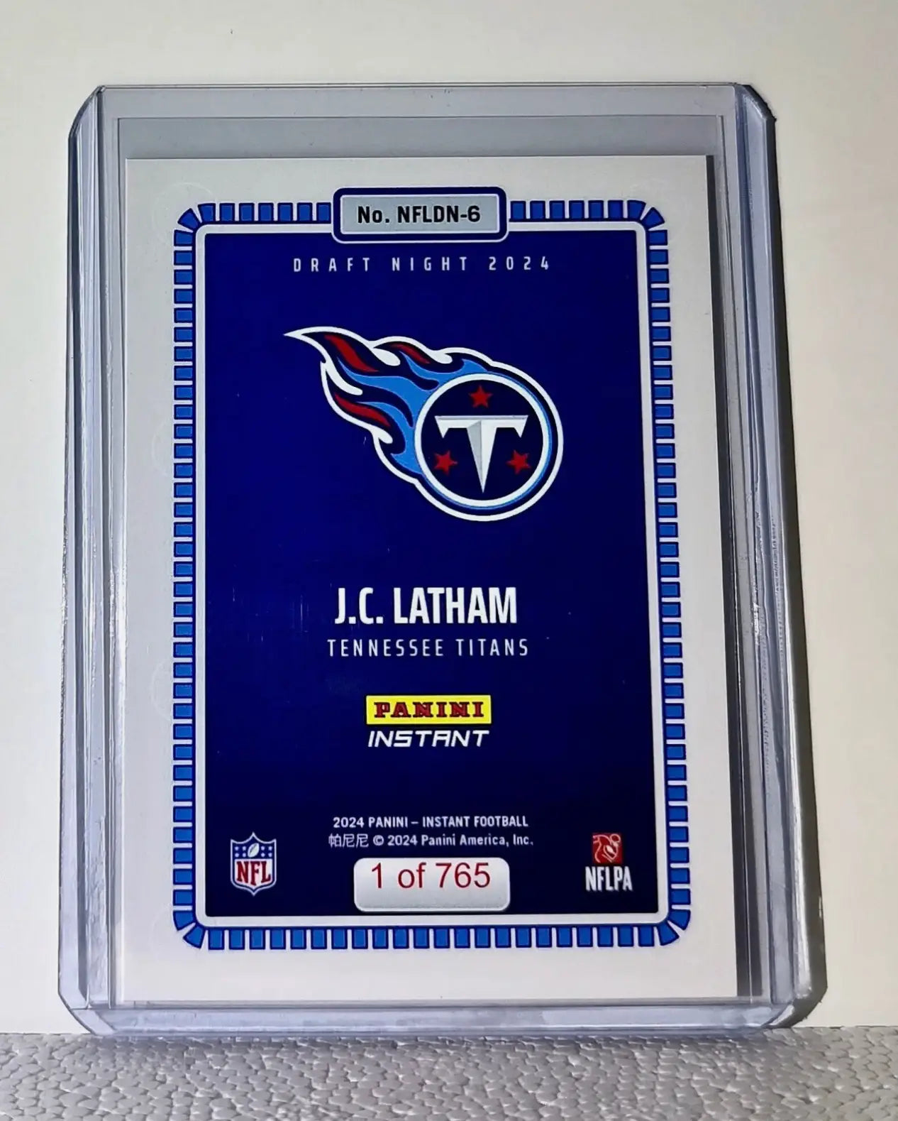 J.C. Latham 2024 Panini NFL #6 Draft Night Rookie Football Card 1 of 765