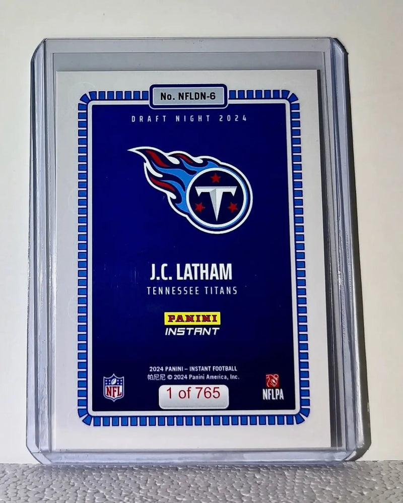 J.C. Latham 2024 Panini NFL #6 Draft Night Rookie Football Card 1 of 765