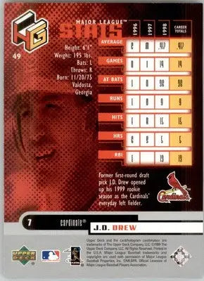 J.D. Drew - 1999 Upper Deck HoloGrFX - #49 - Baseball - Baseball Card Single