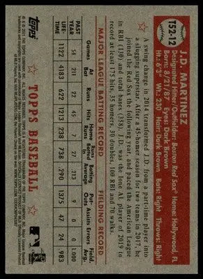 J.D. Martinez 2021 Topps 1952 Topps Redux #T52-12 Boston Red Sox - Baseball Card Single