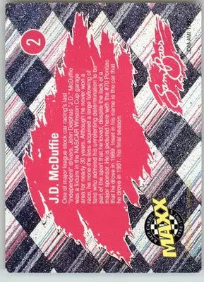 J.D. McDuffie - 1992 Maxx Red - #2 - Sam Bass Racing - Racing Card Single