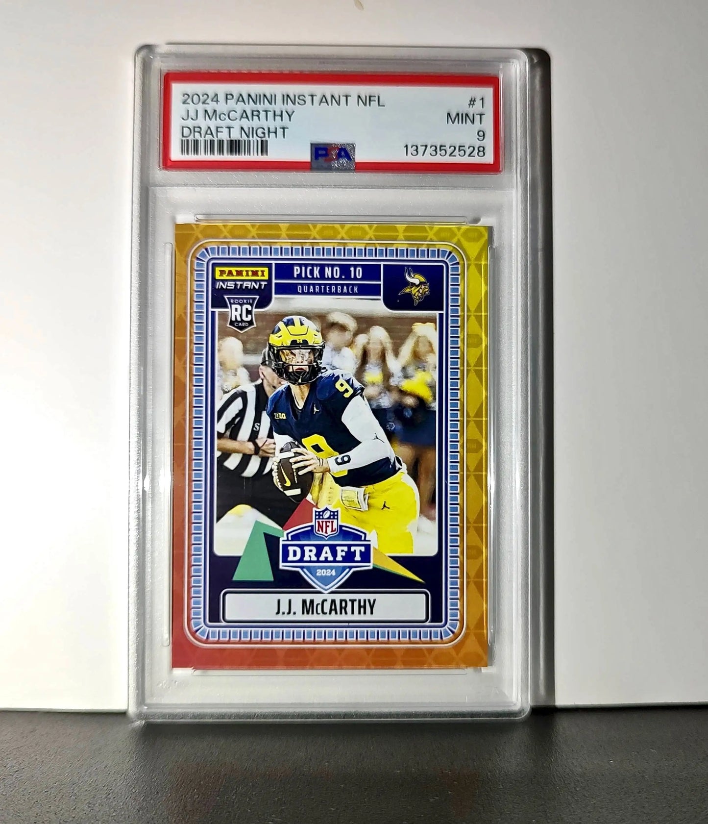 J.J. McCarthy 2023 Panini Instant Draft Night #NFLDN-1 PSA 9 Mint - Football Card Single