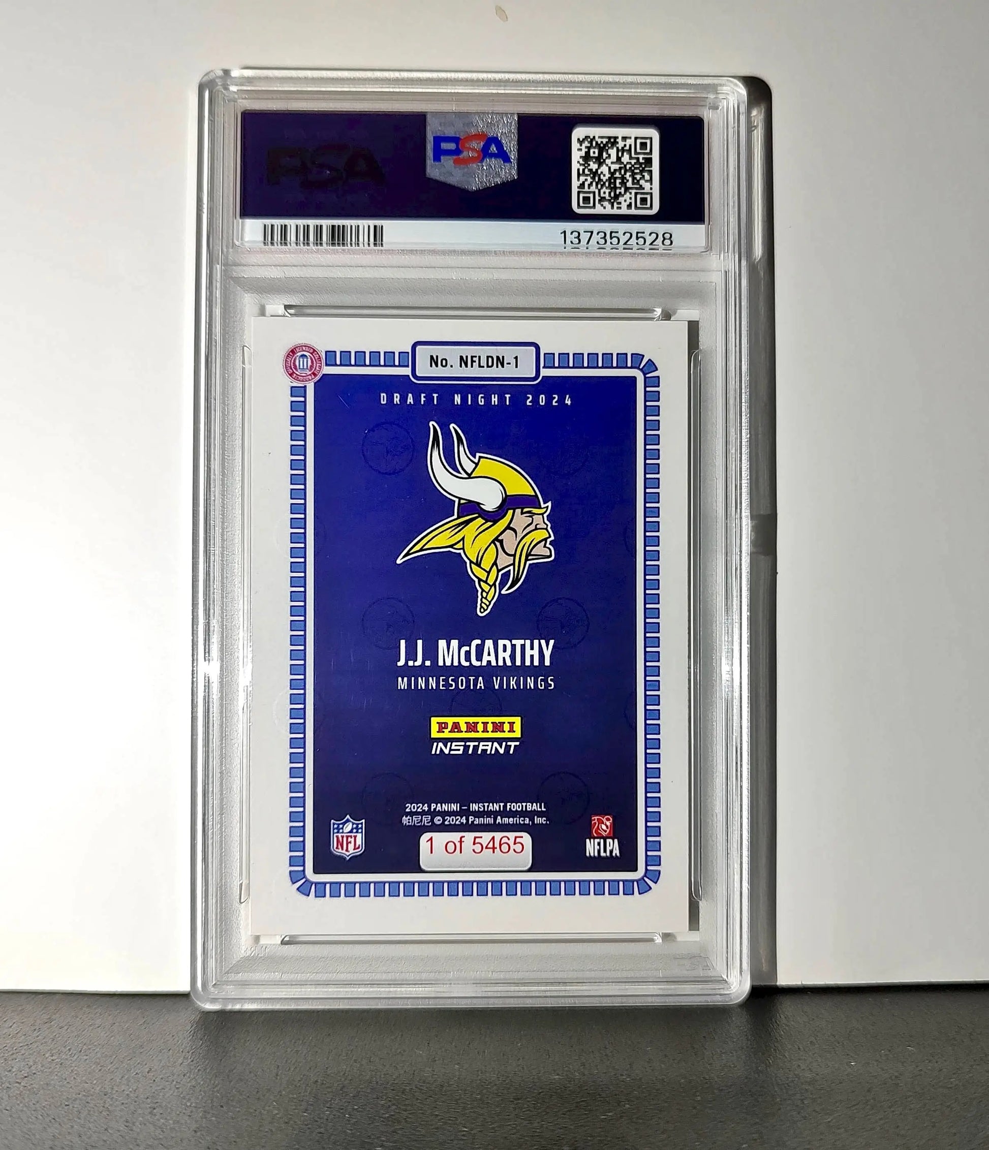 J.J. McCarthy 2023 Panini Instant Draft Night #NFLDN-1 PSA 9 Mint - Football Card Single