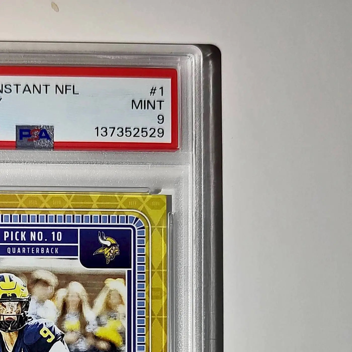 J.J. McCarthy 2023 Panini Instant Draft Night #NFLDN-1 PSA 9 Mint - Football Card Single