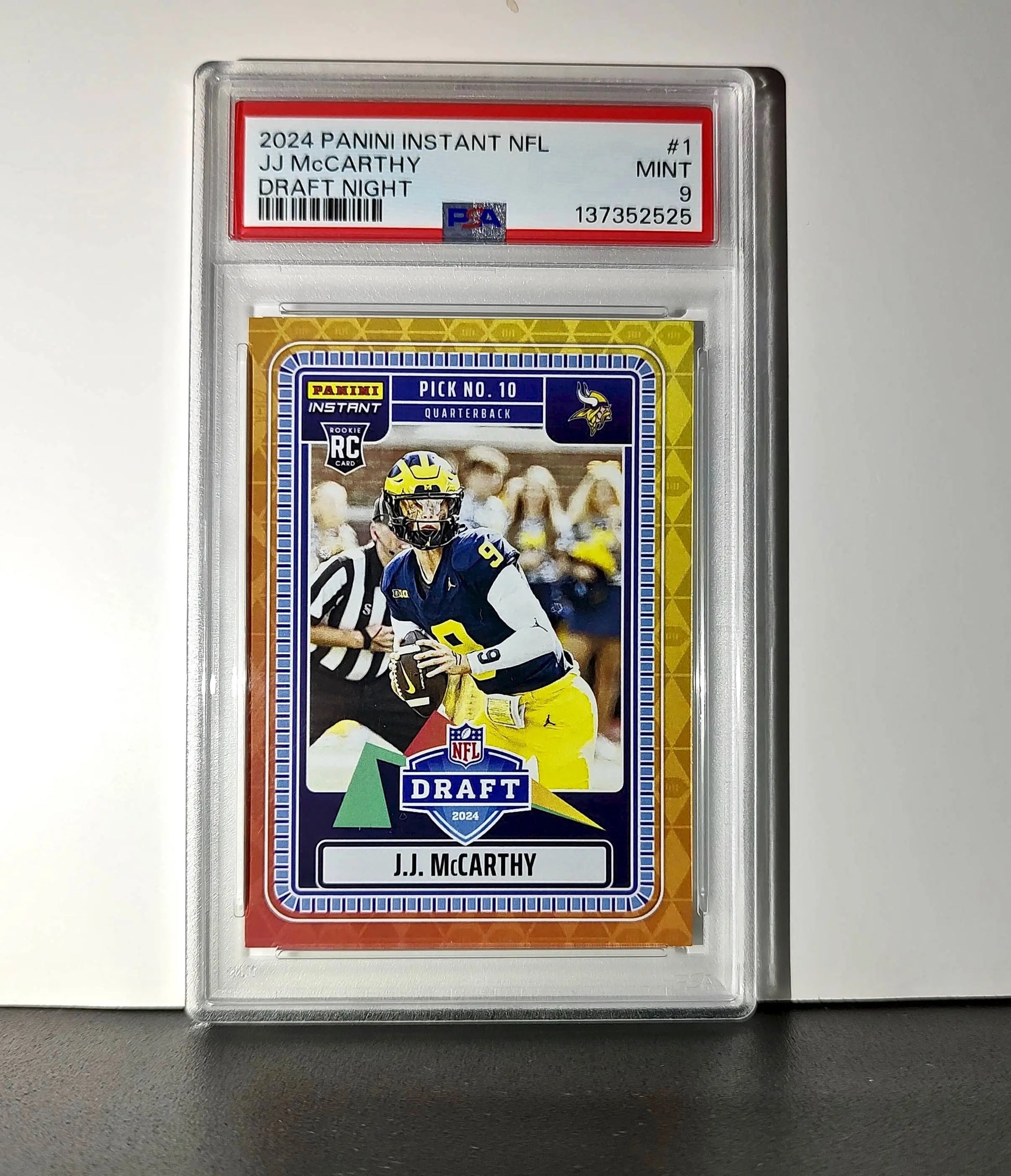 J.J. McCarthy 2023 Panini Instant Draft Night #NFLDN-1 PSA 9 Mint
